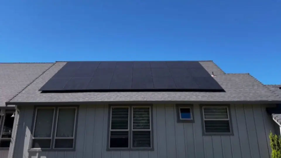 Black-on-black solar panels installed on a home roof