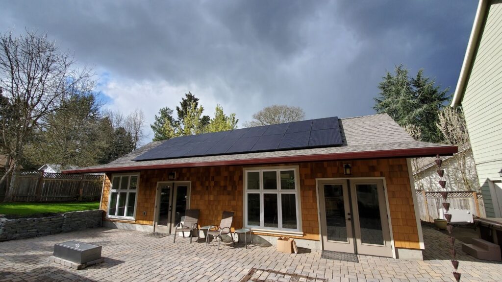 black on black solar panels on backyard ADU