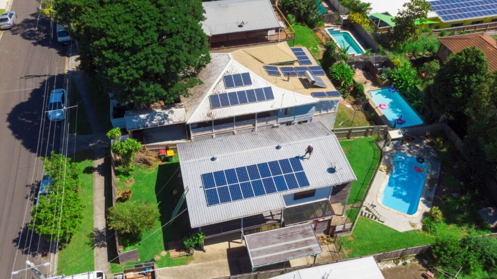 west linn solar installer working on a home solar panels