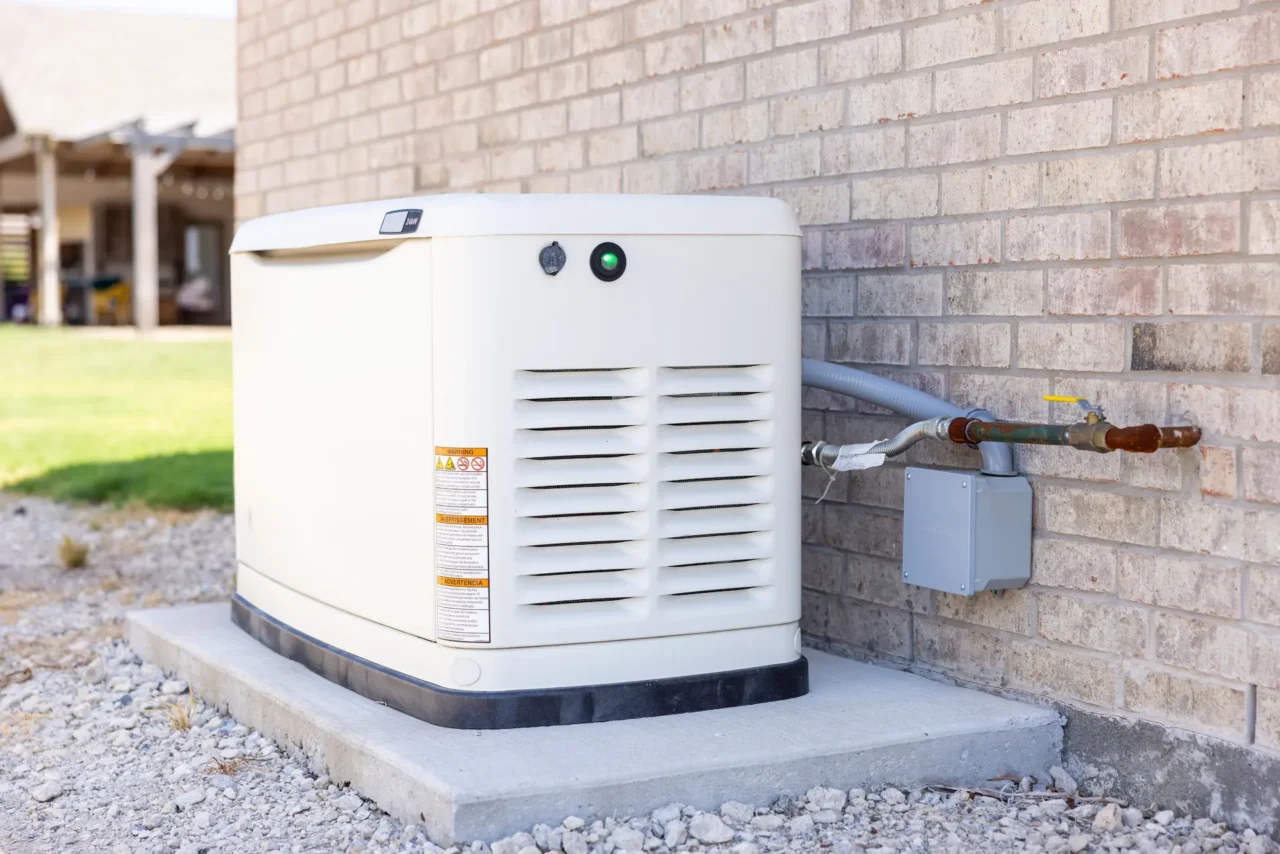 Generac standby generator installed beside a home.