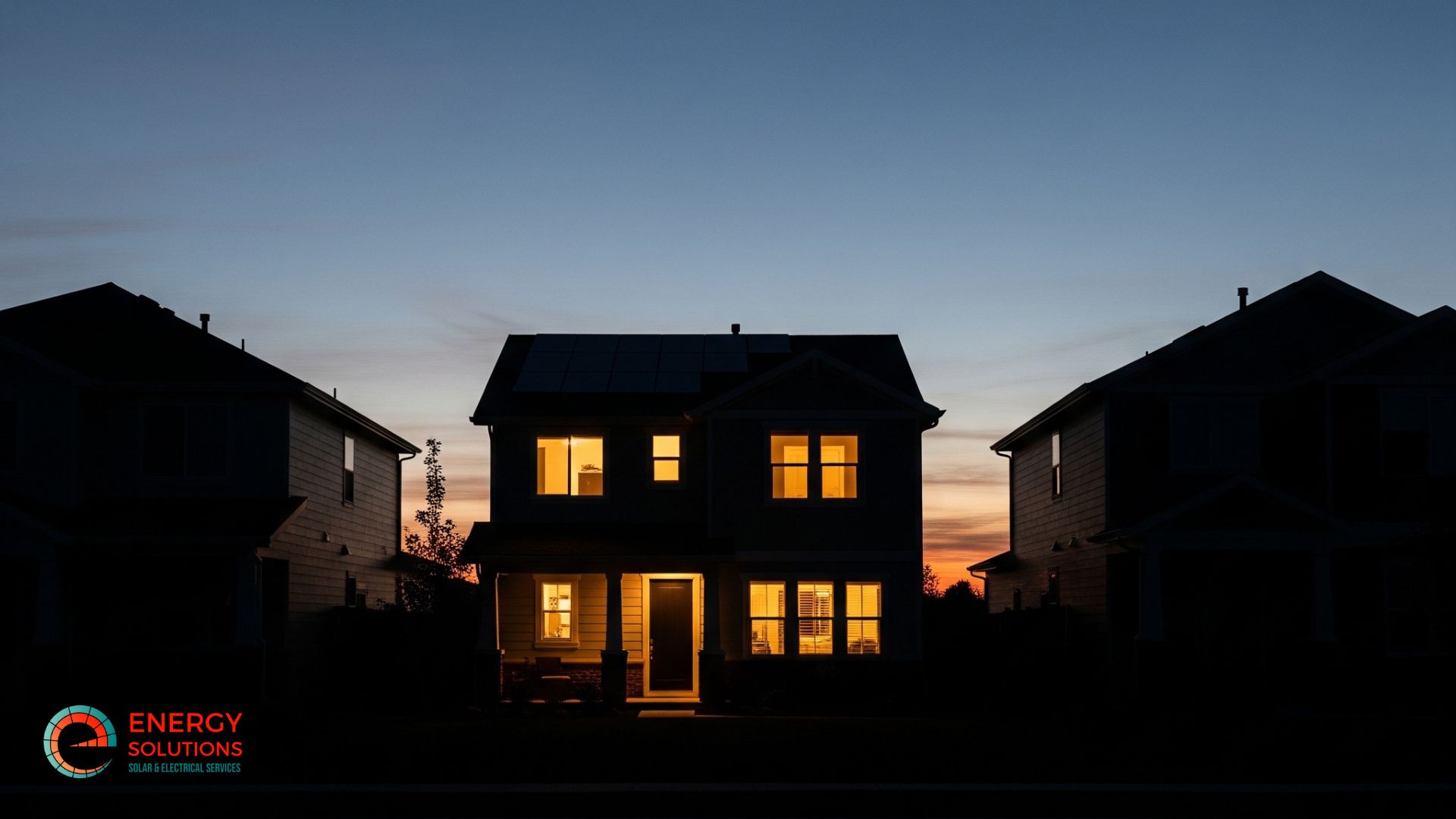 a home powered by solar plus battery backup during power outage